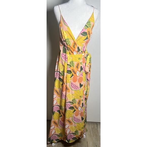 Anthropologie x Hutch Yellow Floral Hi-Lo Chiffon Maxi Wrap Dress Size Small EUC - Picture 5 of 13